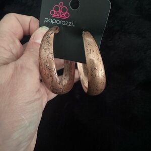 Paparazzi Brown Textured Hoop Earrings